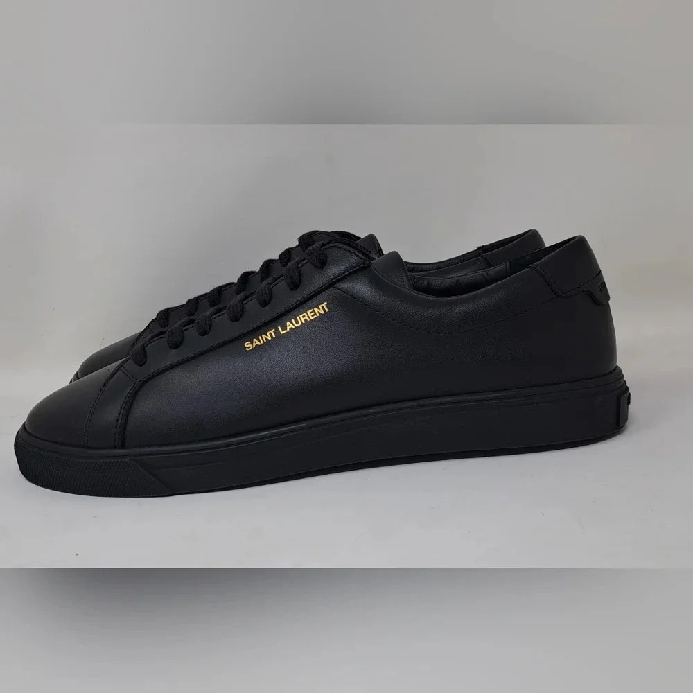 NWT Saint Laurent Andy Sneakers Shoes Low Top Black Leather Lace-Up 39 EU 9 US - Picture 9 of 16